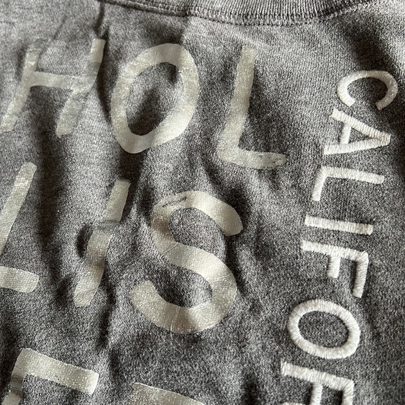 Hollister Gray Crew Neck Crop Sweatshirt with large Silver Logo - Size S - Picture 3 of 6